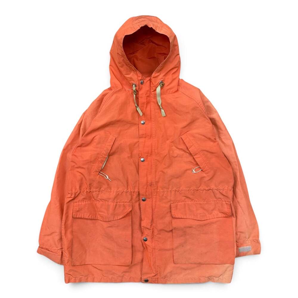True Vintage 1970s Woolrich Orange Mountain Parka Rain Jacket Hooded L Talon Zip
